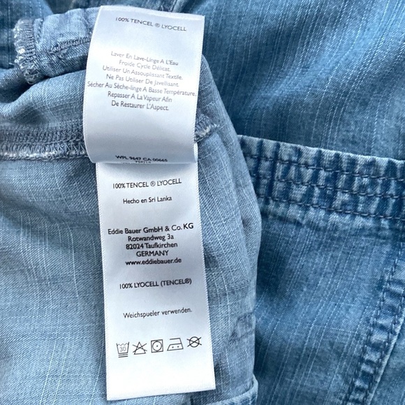 Eddie Bauer Lightweight Blue Chambray Jacket Sz S - Picture 8 of 10